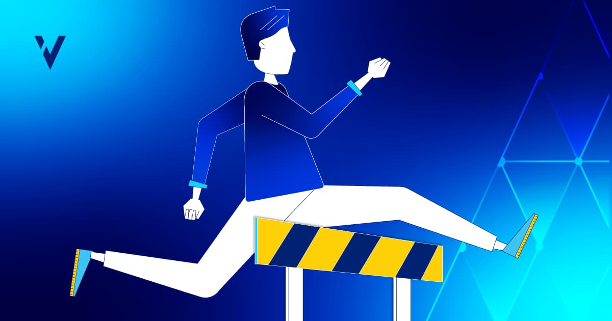 A person clears a hurdle, symbolizing quick and easy software setup for computer software assurance.