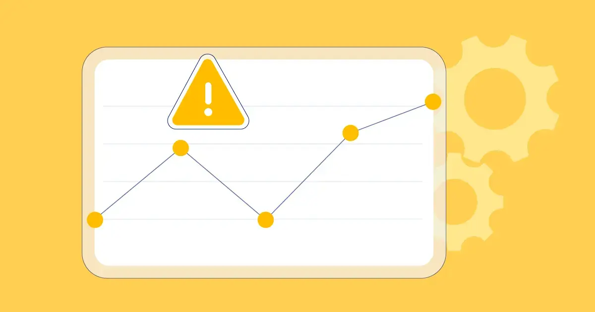 Process monitoring dashboard with a line chart and alert icon for drift detection in continued process verification (CPV)